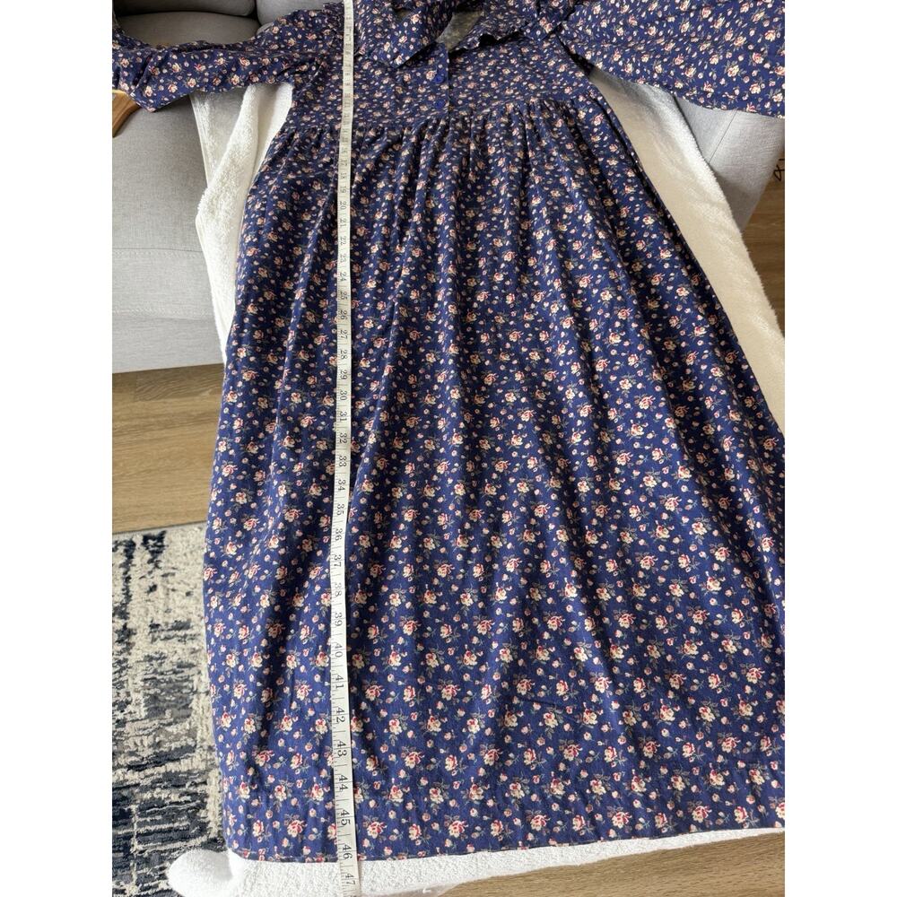 Laura Ashley Vintage bow ruffle collar prairie dress Cottage core Britain Sz-8 - Picture 10 of 15